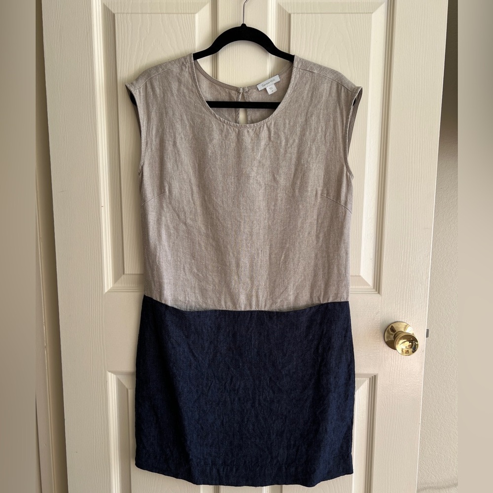Garnet Hill linen shift dress with pockets size 4